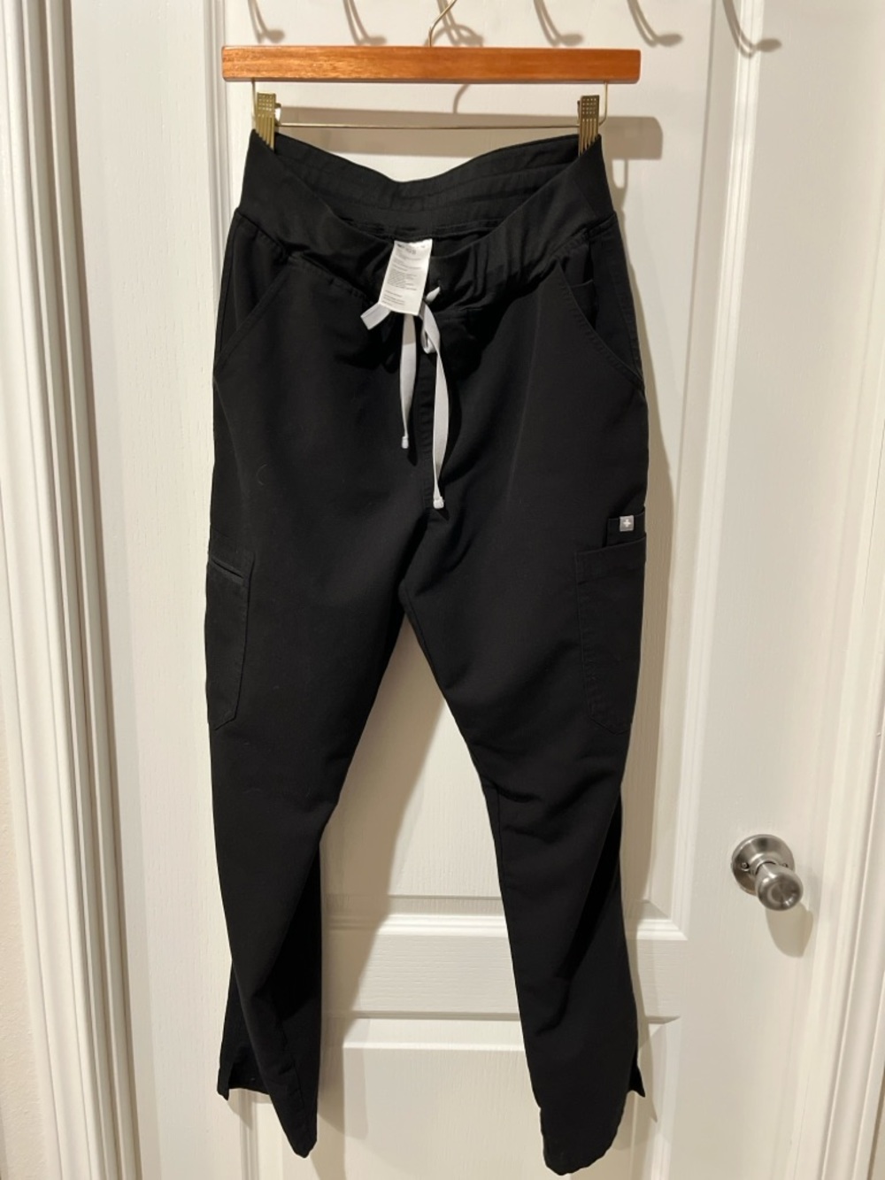 Black Straight-Leg Women's Pants with Drawstring Waist